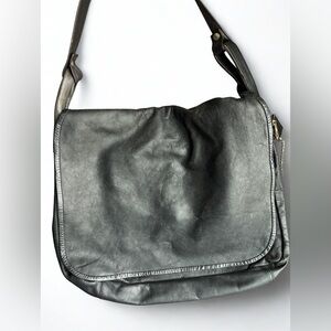 Vintage Black Leather Shoulder Bag